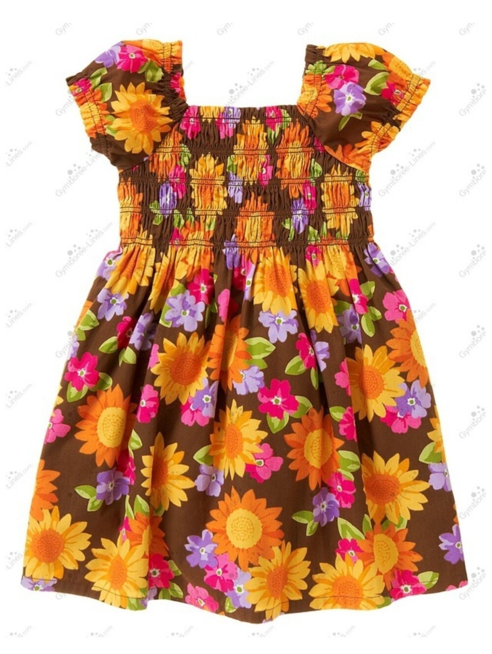 Gymboree vintage "Sunflower Smiles" sunflower smocked poplin dress